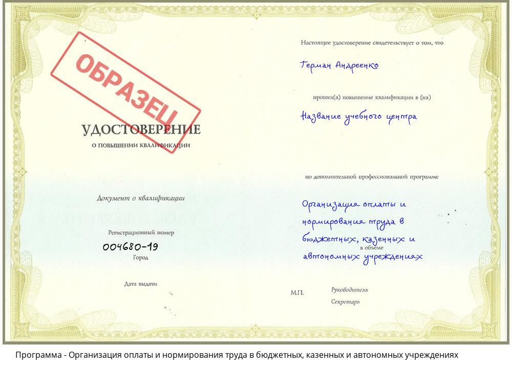 Организация оплаты и нормирования труда в бюджетных, казенных и автономных учреждениях Белореченск