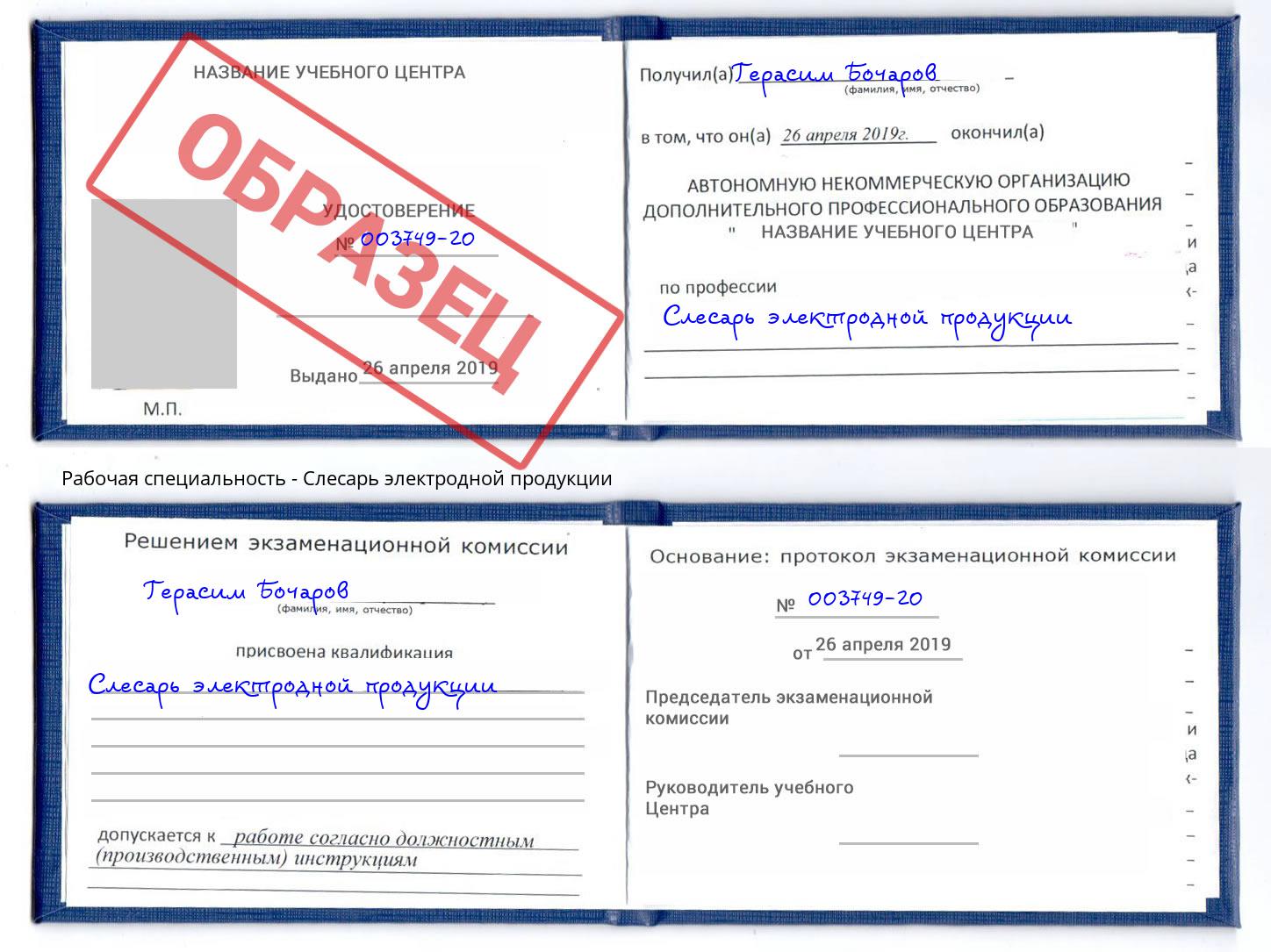 Слесарь электродной продукции Белореченск