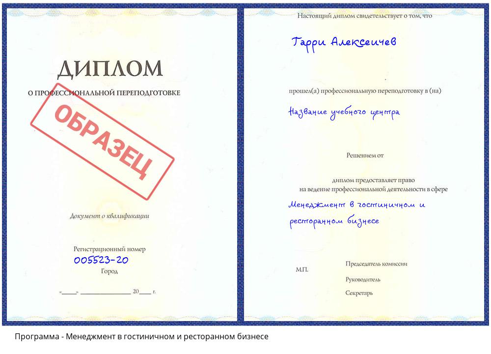 Менеджмент в гостиничном и ресторанном бизнесе Белореченск