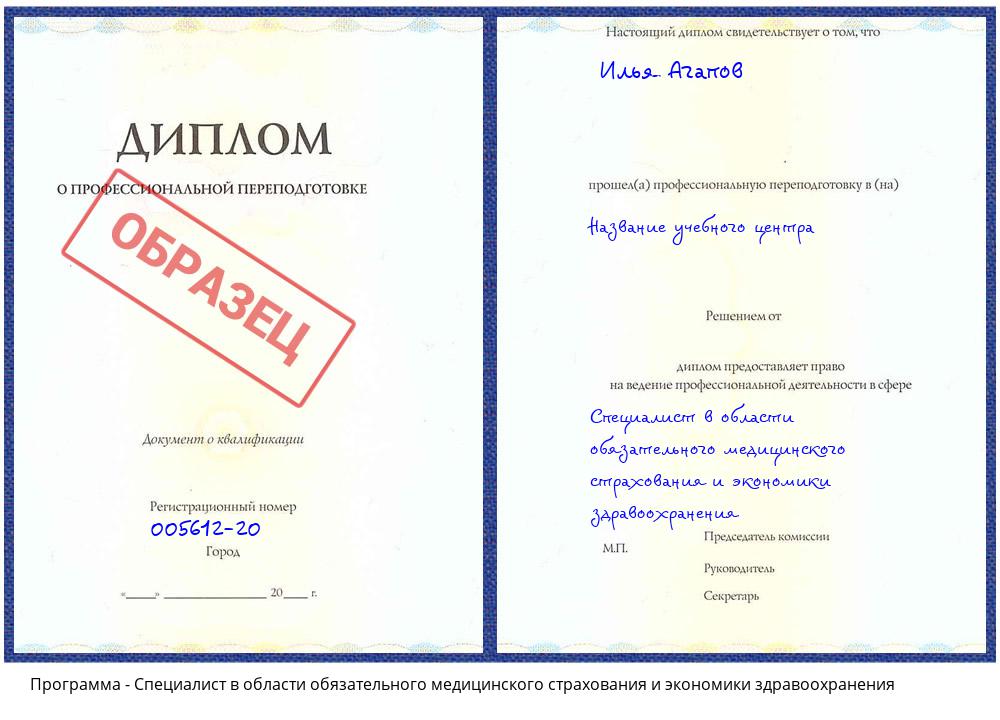 Специалист в области обязательного медицинского страхования и экономики здравоохранения Белореченск