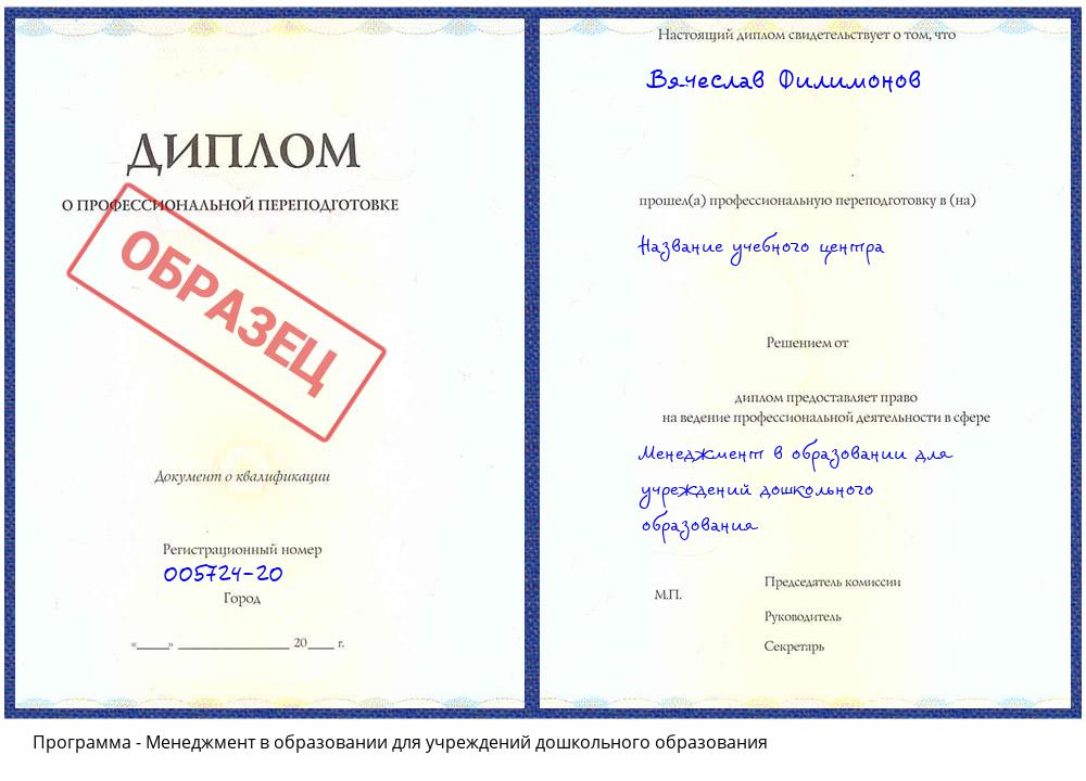 Менеджмент в образовании для учреждений дошкольного образования Белореченск