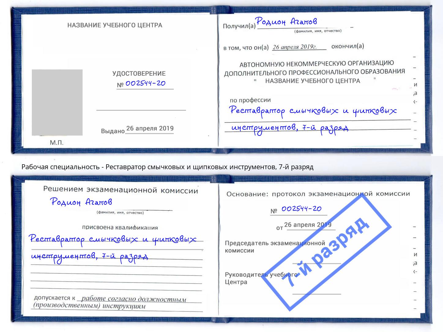 корочка 7-й разряд Реставратор смычковых и щипковых инструментов Белореченск